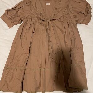 Anthropology Pilcrow Babydoll Brown Tie-Front Dress